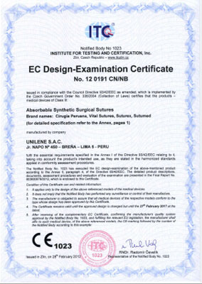 Certificado CE 1023 Examinación de Diseño
